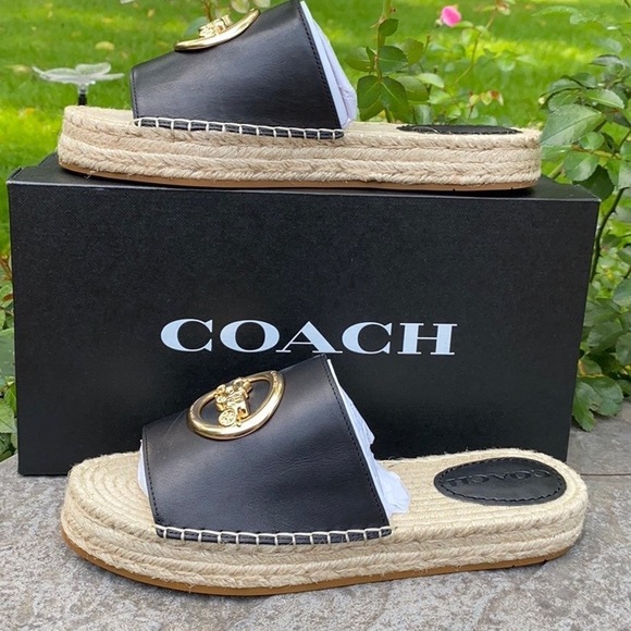 NWT COACH CAMILLE ESPADRILLES LEATHER SANDALS - Picture 2 of 5